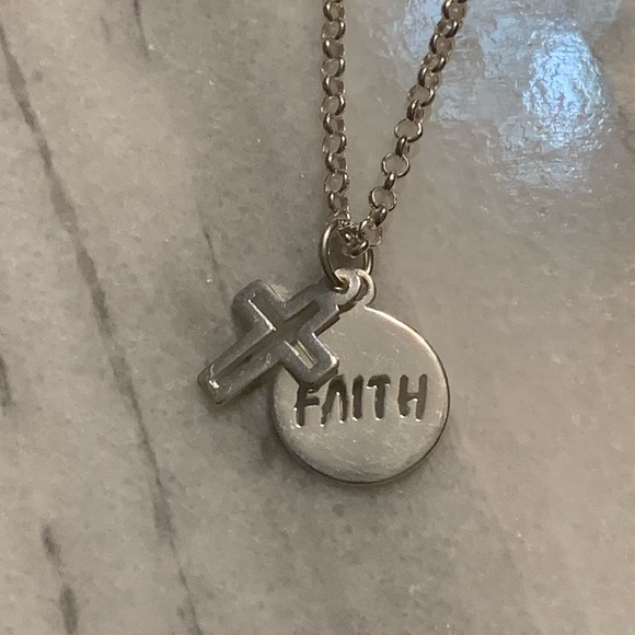 Sterling Silver “Faith” Pendant with Cross on 18” Chain - Picture 1 of 3
